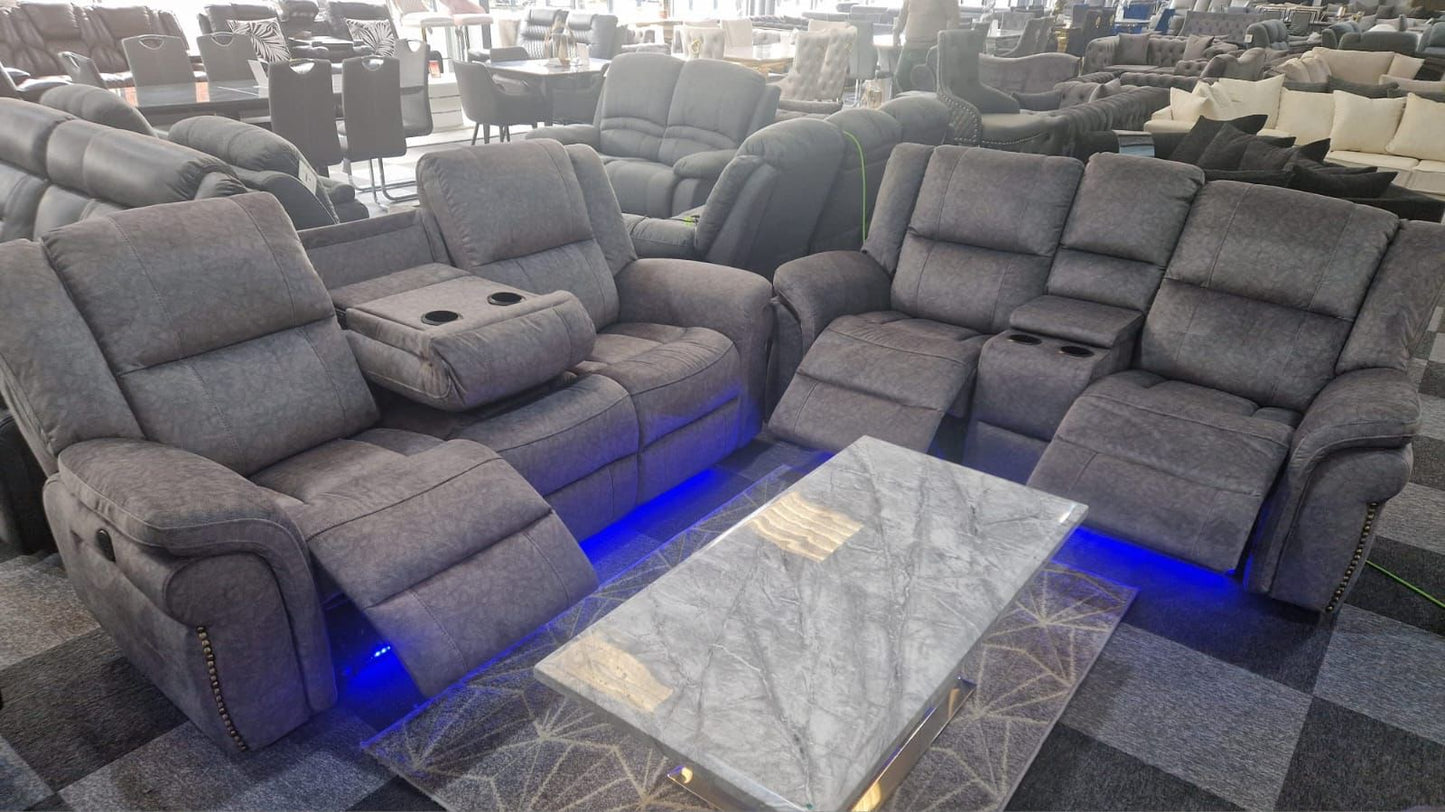 LED 3+2 Leather Reclining Sofa
