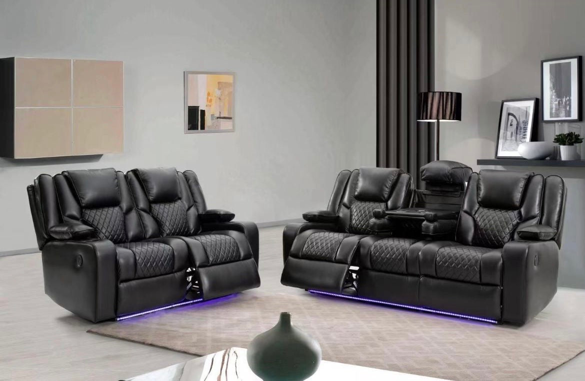 LED 3+2 Leather Reclining Sofa