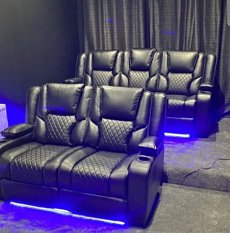LED 3+2 Leather Reclining Sofa