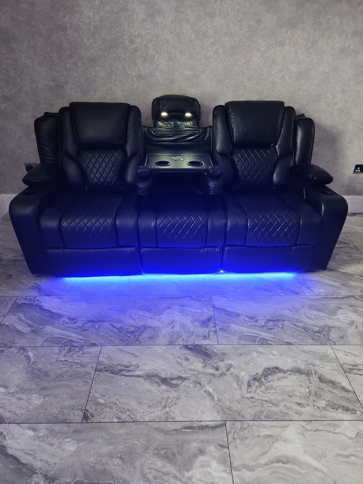 LED 3+2 Leather Reclining Sofa