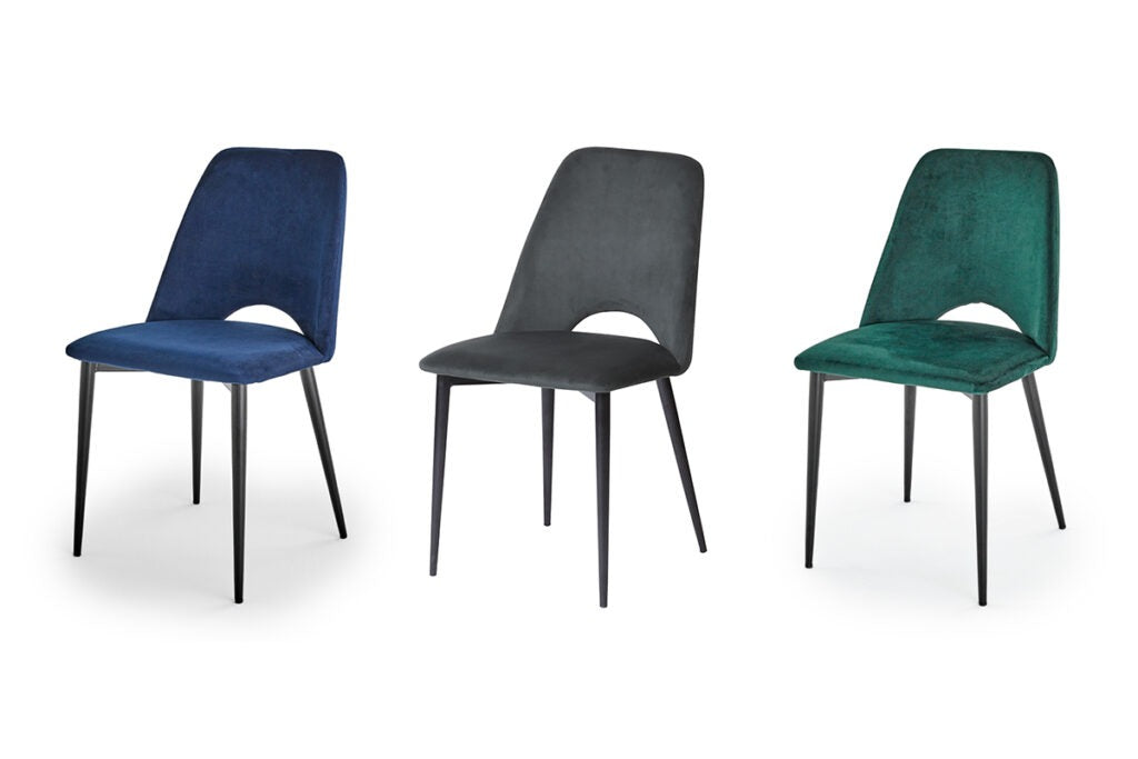 Elegant Velvet Dining Chair – Luxe Comfort with Black Steel Frame