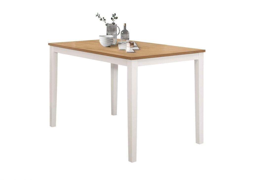 Elegant White Dining Table – Sturdy Frame with Warm Wood-Effect Top
