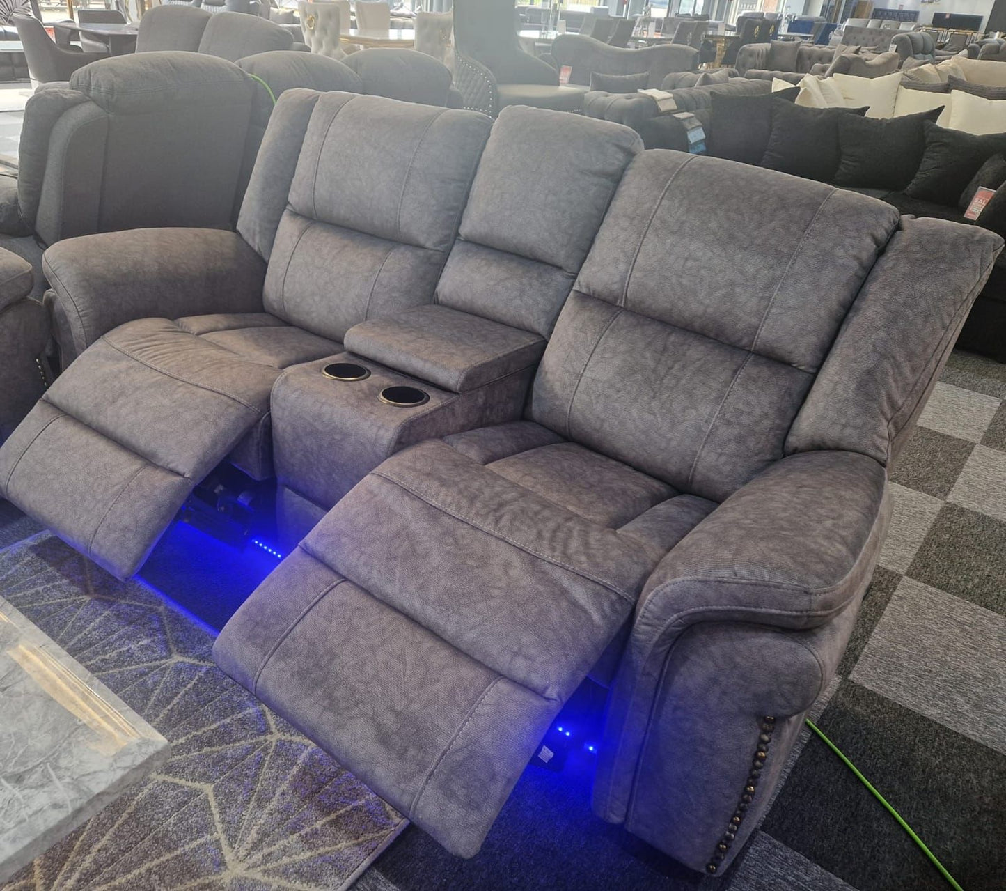 LED 3+2 Leather Reclining Sofa
