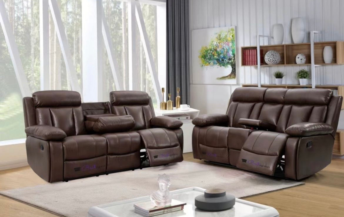 LED 3+2 Leather Reclining Sofa