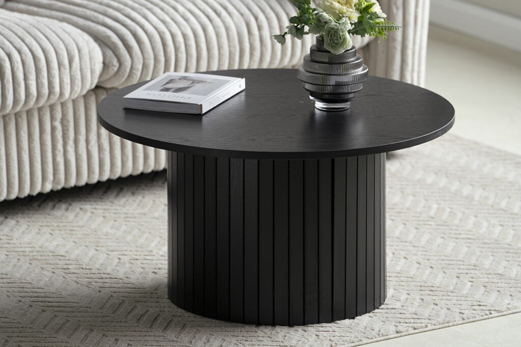 Modern Round Black Coffee Table – Bold & Sophisticated
