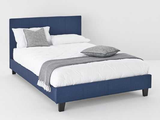 Elegant 4ft6 Fabric Bed Frame with Wooden Legs – Modern & Luxurious