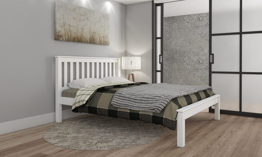 White Wooden Bed Frame – Timeless Elegance & Sturdy Design